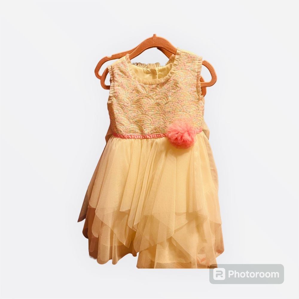 White and pink flower sequin tutu dress